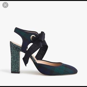 Never worn J.Crew tartan shoes with sparkly heel!